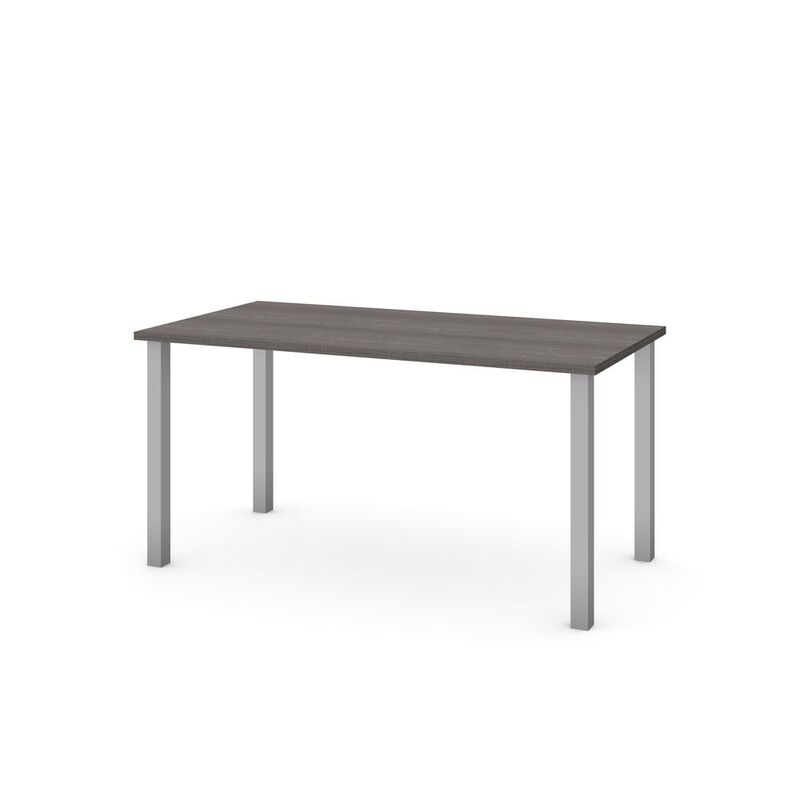 Bestar 30 x 60 Table with square metal legs in Bark Gray