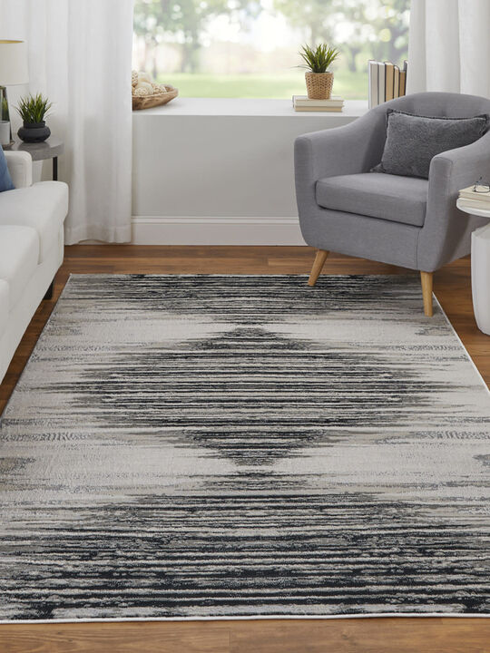Micah 39LRF 1'8" x 2'10" Black/Silver/Taupe Rug