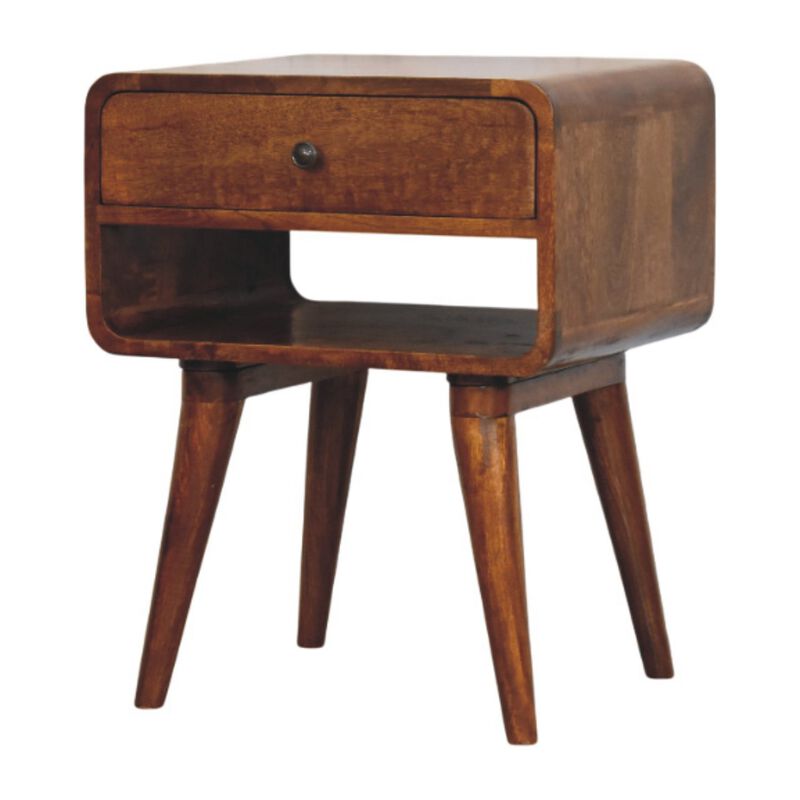Artisan Furniture Solid Wood Avora Chestnut Nightstand with Drawer and open slot