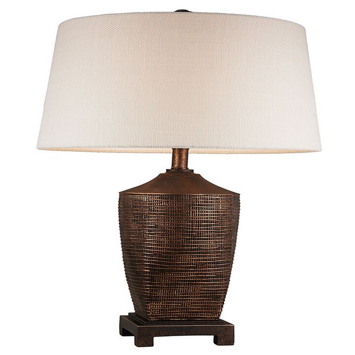 Table Lamp with Polyresin Urn Shape Base, Bronze-Benzara