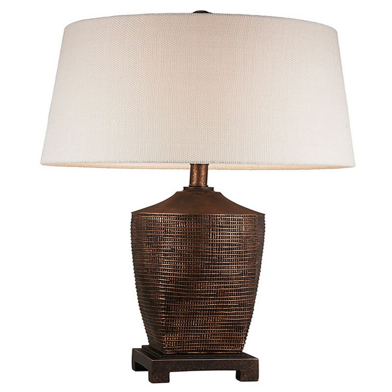 Table Lamp with Polyresin Urn Shape Base, Bronze-Benzara