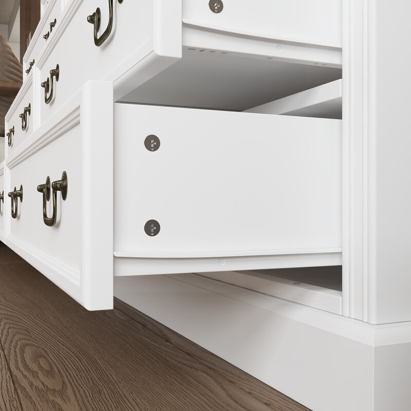 FUFU&GAGA Modern 9-Drawer Dresser with Spacious Storage for Bedroom & Living Room, (59" W x 33" H x 15.9" D), White