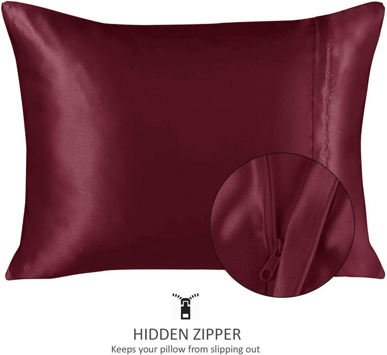 Satin Pillow Case with Zipper - Luxury Pillow Cover (Pillowcase Set of 2)