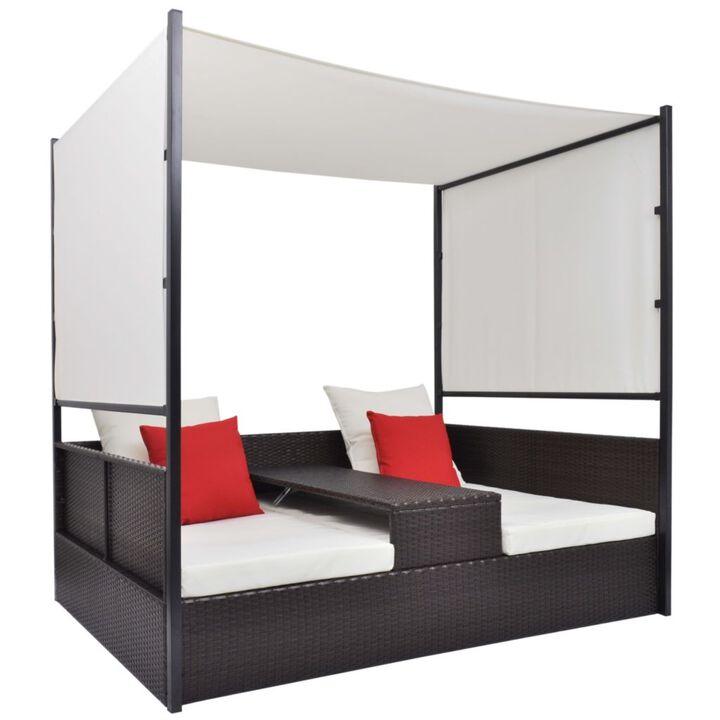 vidaXL Garden Bed with Canopy Brown 74.8"x51.2" Poly Rattan