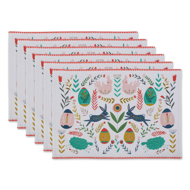 Set of 6 Easter Rectangular Placemats  19"