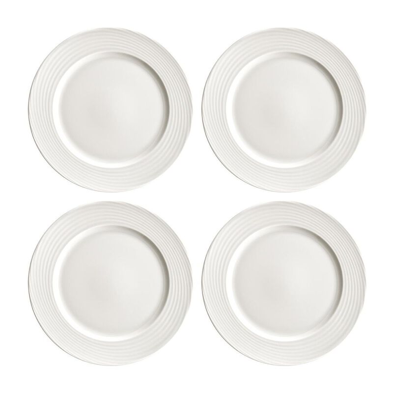 Loop dia.8.25" Round Warm White Porcelain Plate (Set of 4)