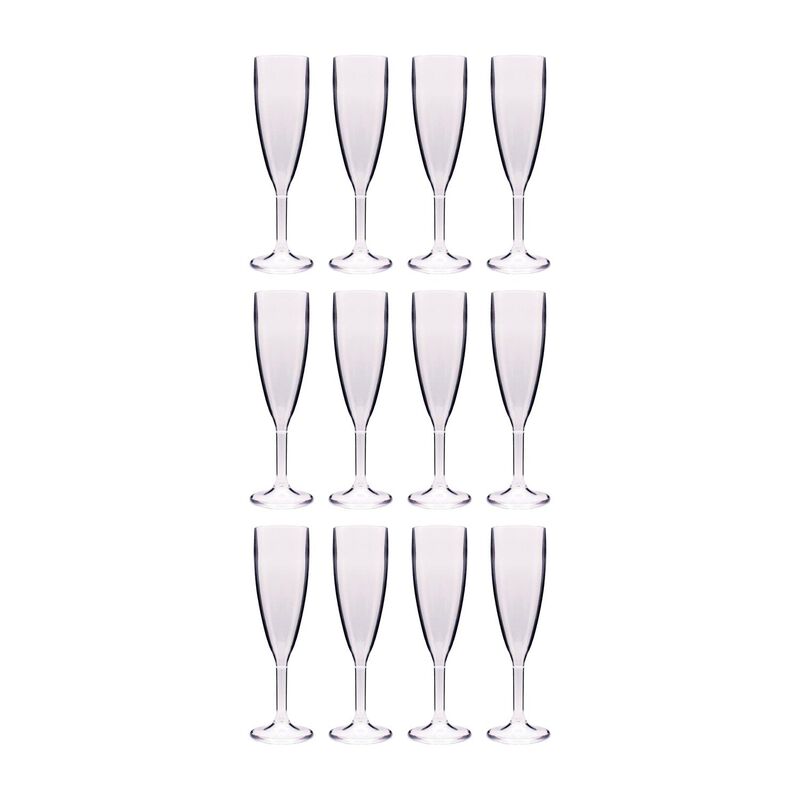 Polycarbonate Drinkware dia.2.25" h:8.5" 6 oz. Round Clear Polycarbonate Champagne Flute (Set of 12)