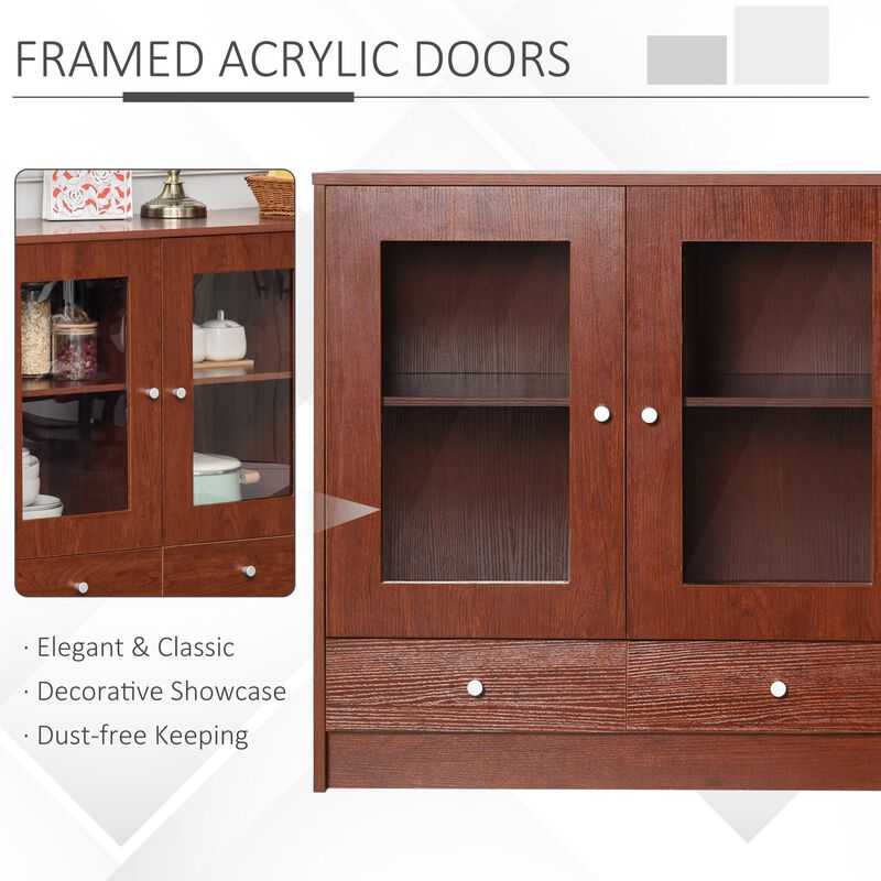 Brown Kitchen Storage: Buffet Cabinet with Framed Acrylic Doors