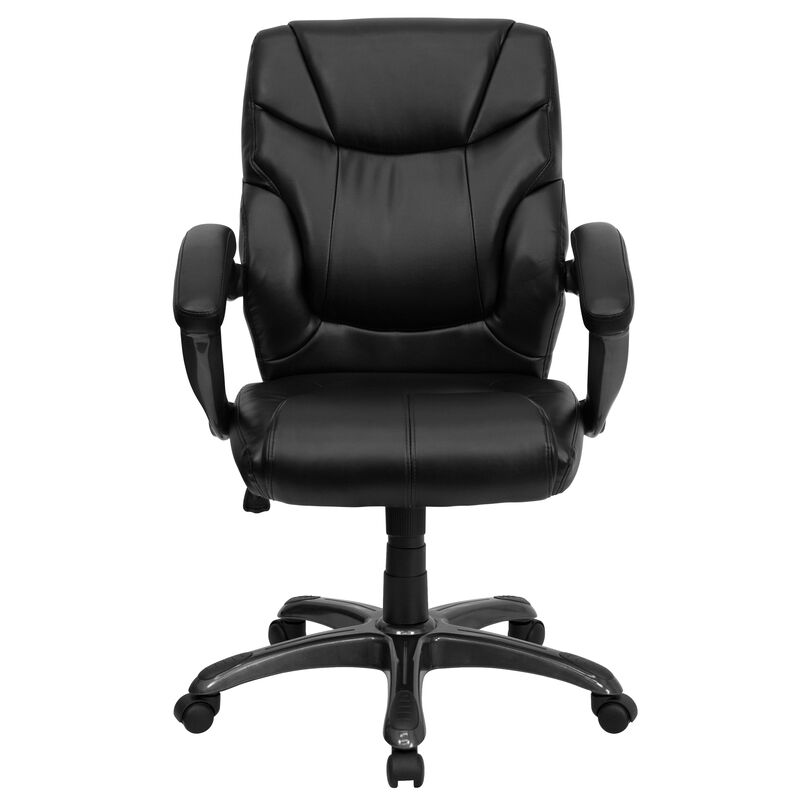 Megan Mid-Back LeatherSoft Overstuffed Swivel Task Ergonomic Office Chair with Arms