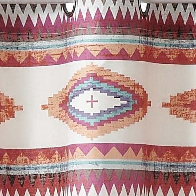 Pimi 16 x 84 Window Valance, Metallic Grommet, Southwest Print, Bronze - Benzara
