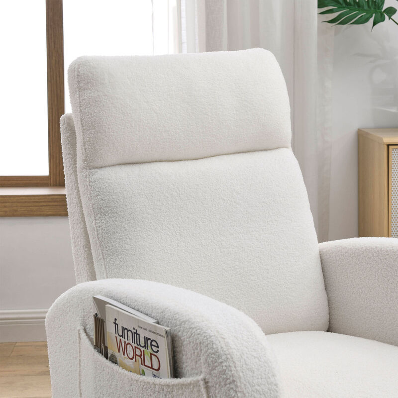 27.6" W Modern Accent High Backrest Living Room Lounge Arm Rocking Chair, Two Side Pocket
