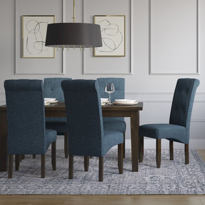 Simpli Home Cosmopolitan Solid Wood Deluxe Tufted Parson Chair (Set Of 2) In Denim Blue