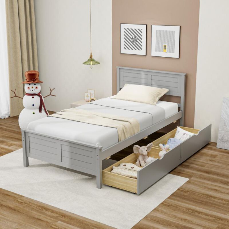 Hivvago Twin Size Bed Frame with Storage Drawers