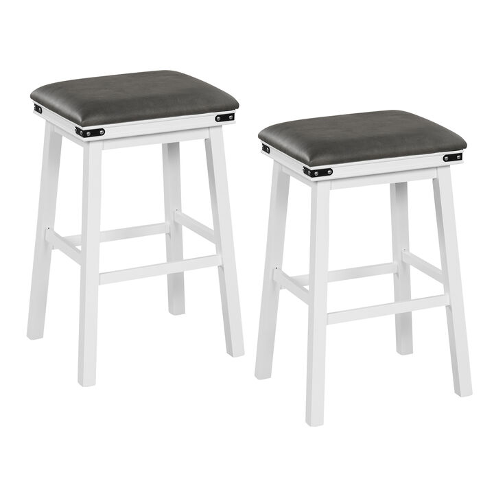 Set of 2 24/30 Inch Dining Bar Stool with Acacia Wood Frame-30 inches