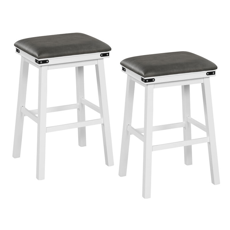 Set of 2 24/30 Inch Dining Bar Stool with Acacia Wood Frame-30 inches
