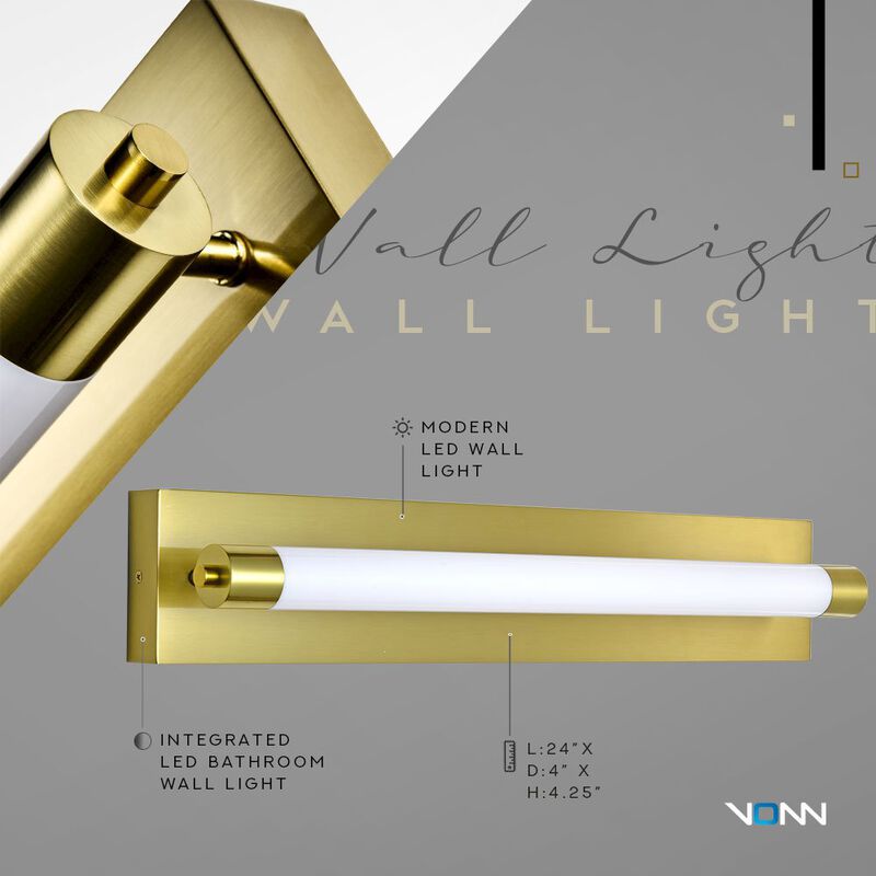 VONN Lighting Integrated LED ADA Compliant Bathroom Wall Lighting Fixture in Antique Brass