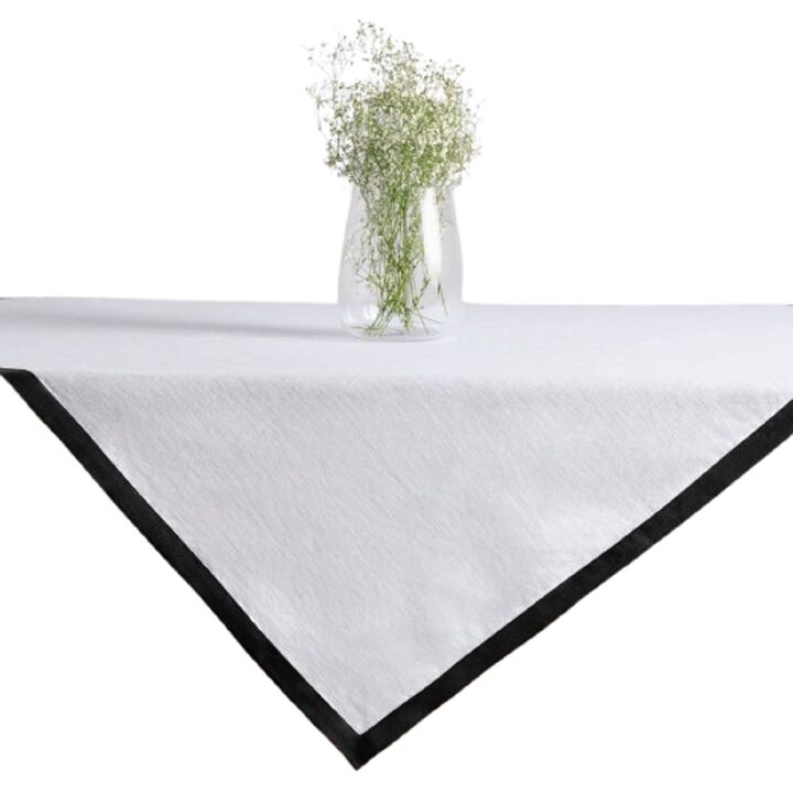 Solino Home 100% Pure Linen Table Throw 52 x 52 Inch | Classic for Thanksgiving, Christmas
