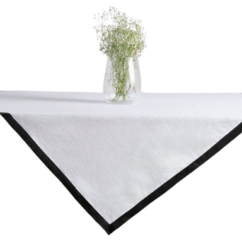 Solino Home 100% Pure Linen Table Throw 52 x 52 Inch | Classic for Thanksgiving, Christmas