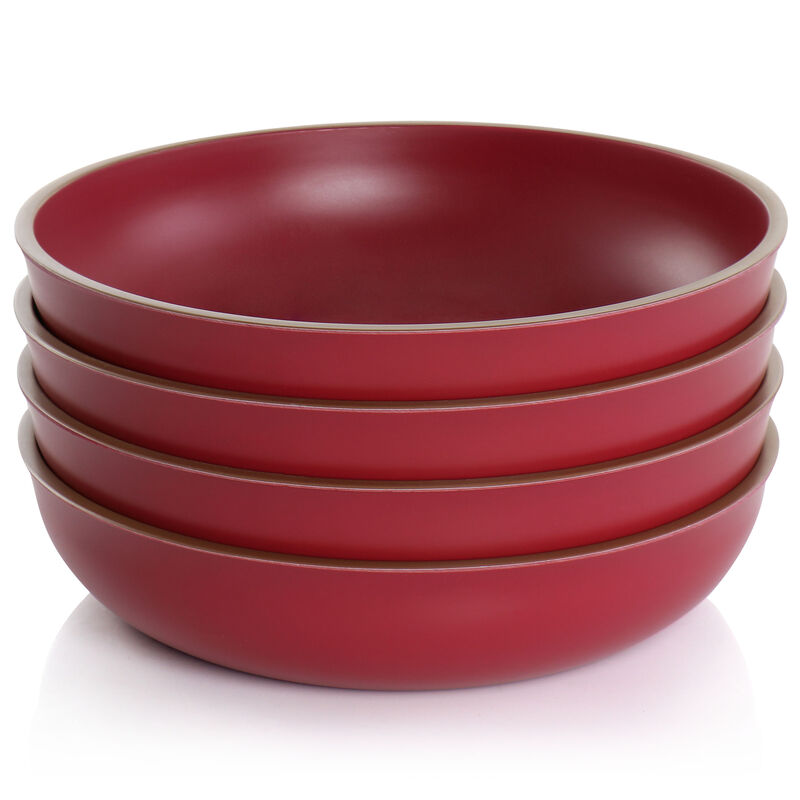 Gibson Home Rockabye 4 Piece Melamine Dinner Bowl Set in Dark Pink