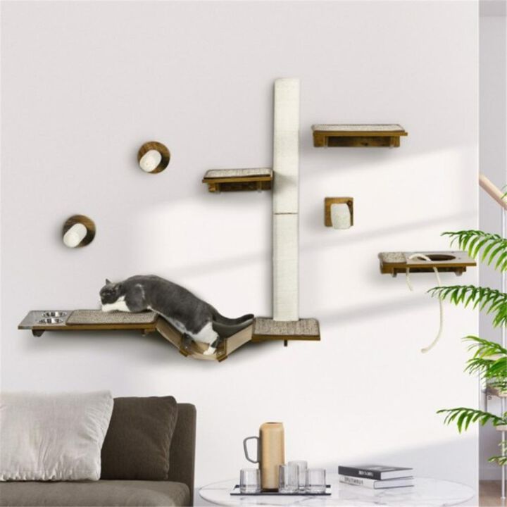 Cat Wall Shelves, Cat Trees & Climbing Tower with Scratching Posts and Perches for Cats