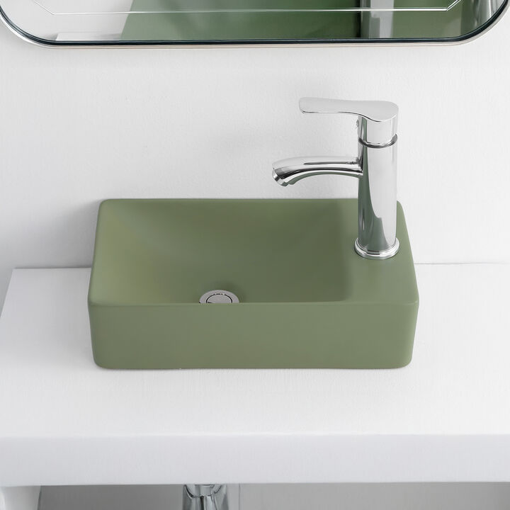 Felix 15 in. W x 8 in. D Modern Wall Mounted Rectangular Ceramic Mini Sink