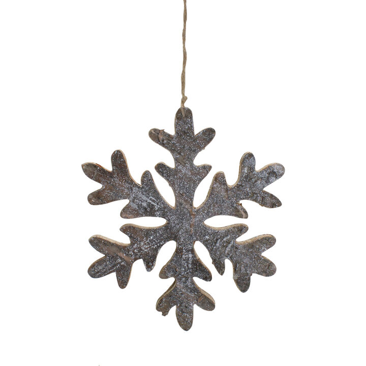 10" Metallic Silver and Gold Wooden Snowflake Christmas Ornament