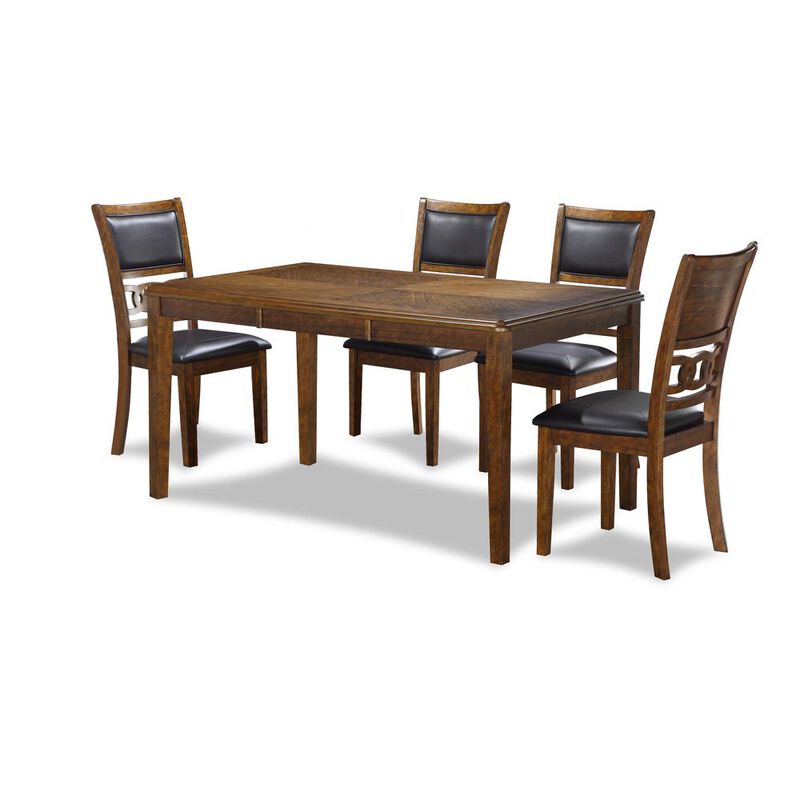 New Classic Furniture Gia 6 Pc Dining Table, 4 Chairs & Bench -Brown
