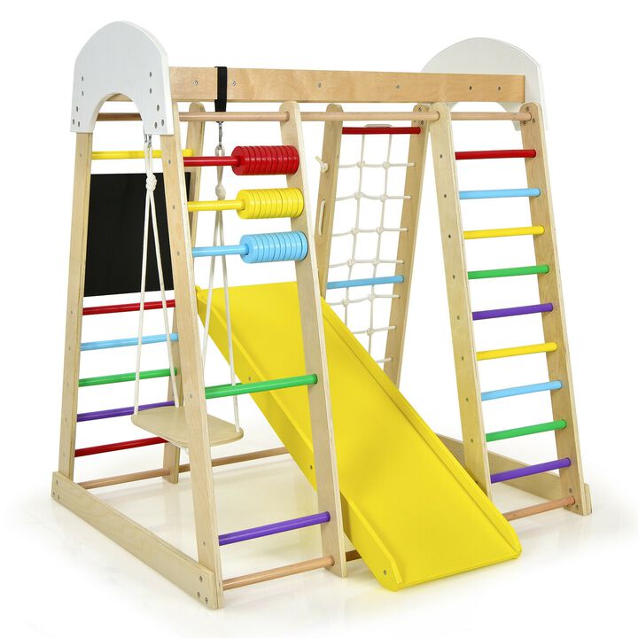 Indoor Playground Climbing Gym Wooden 8-in-1 Climber Playset for Children