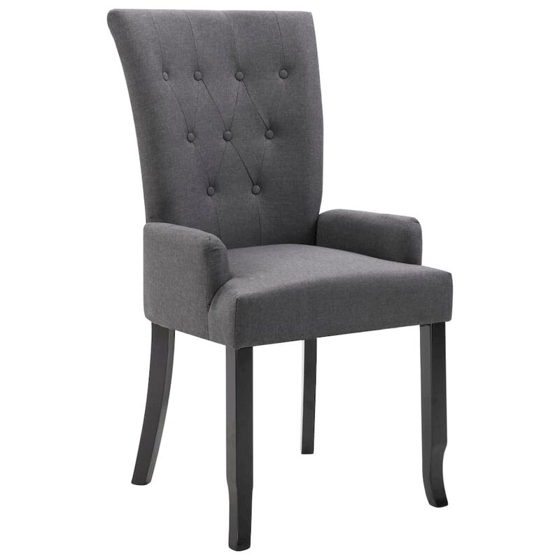 Dining Chair with Armrests Dark Gray Fabric