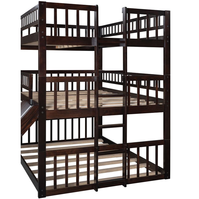 Merax Triple Bunk Bed with Guardrails