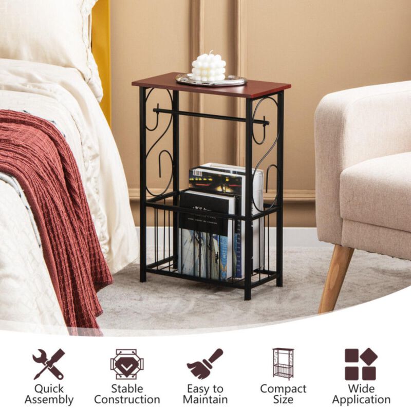 Hivvago Side Sofa Narrow Table with Removable Paper Holder for Living Room