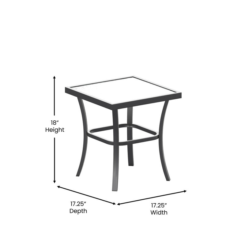 Flash Furniture Brazos 3 Piece Outdoor Rocking Chair Bistro Set with Flex Comfort Material and Steel Framed Glass Top Table