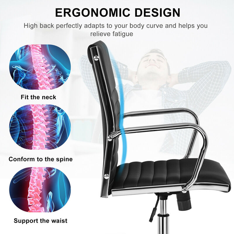 Costway Set of 4 PU Leather Office Chair High Back Conference Task Chair Black