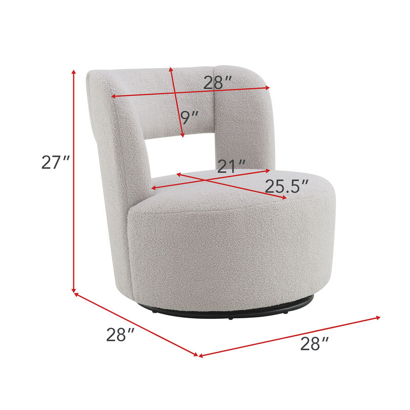 Merax Soft Teddy Fabric Swivel Barrel Chair