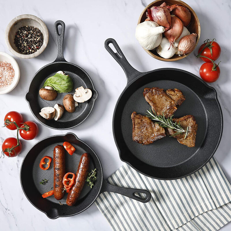 Gibson Home Addlestone 3 Piece Pre-Seasoned Cast Iron Skillet Set