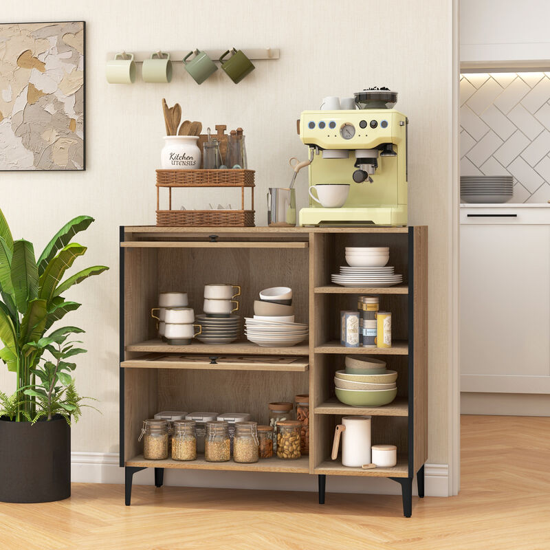Rustic Shoe Cabinet with Flip-up See-through Doors and Adjustable Shelves