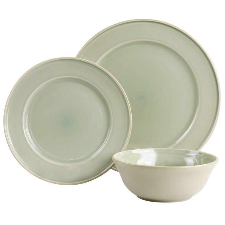 Martha Stewart 12 Piece Reactive Glaze Stoneware Dinnerware Set in Sharkey Grey