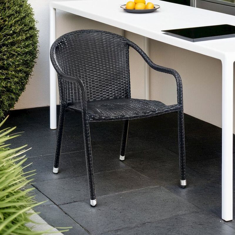 FurniFact Modern Stackable Outdoor Wicker Chair Set of 4