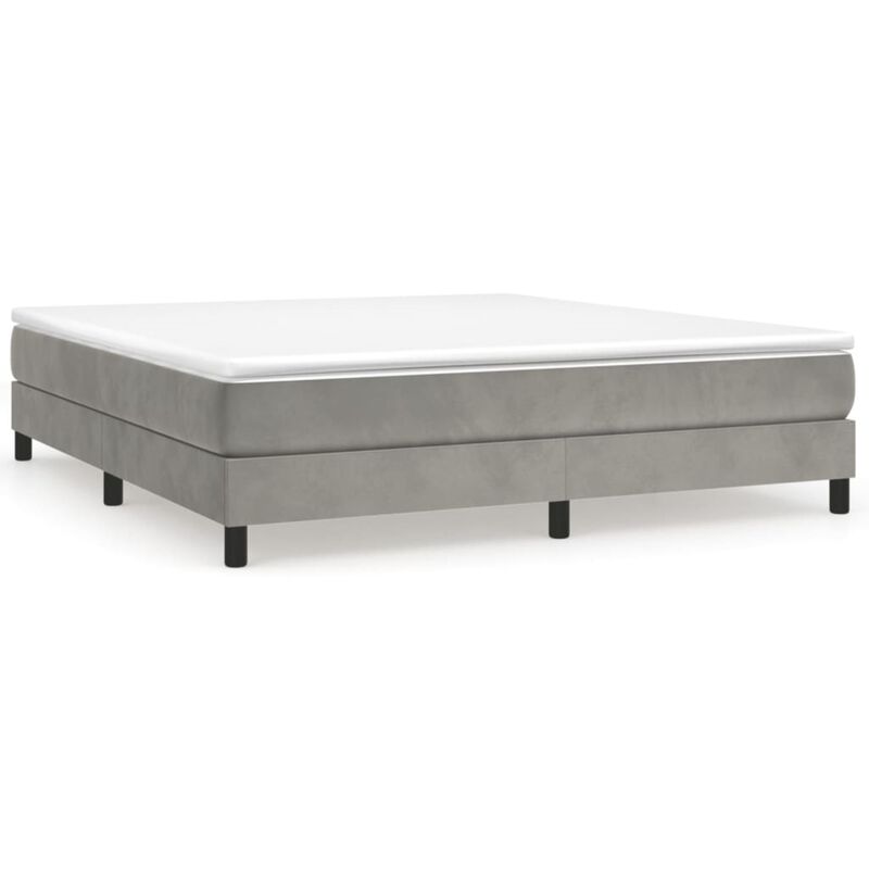 vidaXL King Sized Box Spring Bed Frame - Light Gray Velvet, Plywood, and Engineered Wood - Modern, Luxurious Double Bed