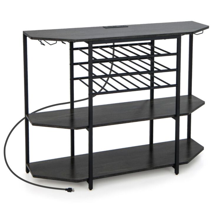 Hivvago 3-Tier Wine Bar Cabinet with Storage Shelves