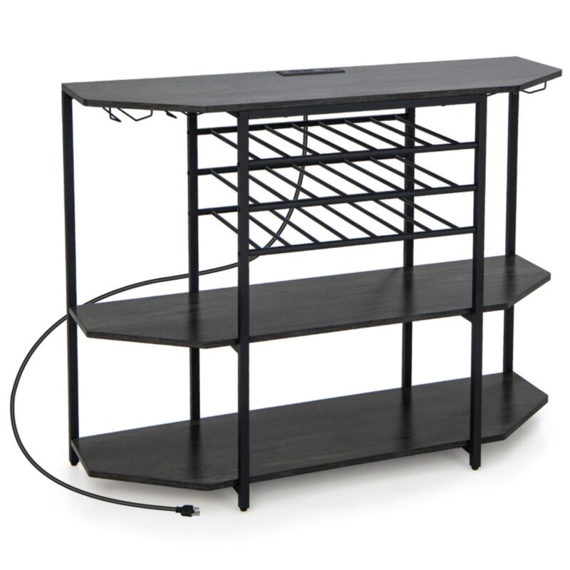 Hivvago 3-Tier Wine Bar Cabinet with Storage Shelves