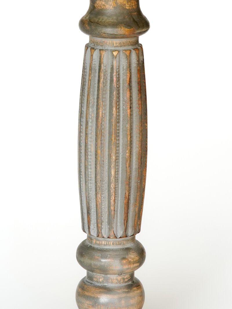 Traditional Gray Wash Eco-friendly Handmade Mango Wood Set Of One 6" Pillar Candle Holder