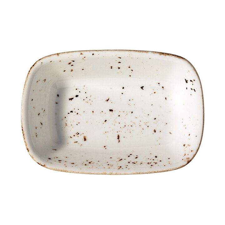 Grain 5.5" x 4" x h:1.25" 7 oz. Rectangular Decorated Porcelain Deep Plate (Set of 2)