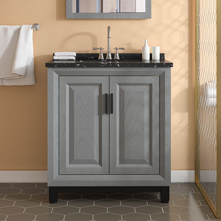 FESTIVO 30" Freestanding Vanity with Marble Top and Storage Cabinet