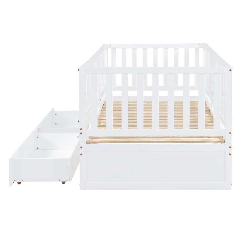 Merax Wood Daybed with Fence Guardrails