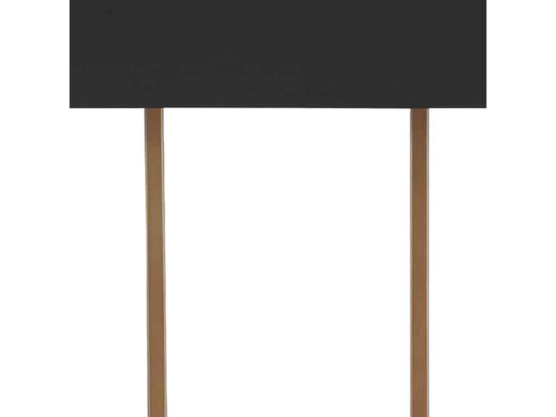 U Shaped Metal Body Table Lamp with Marble Base, Gold and Black-Benzara