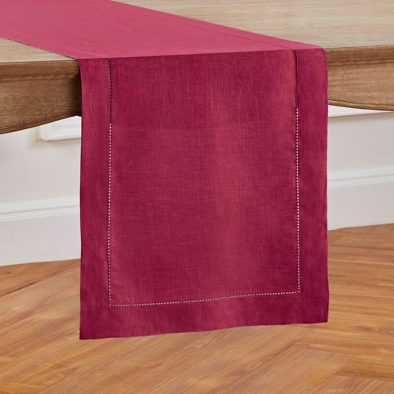 Solino Home 100% Pure Linen Table Runner | Classic Hemstitch for Thanksgiving, Christmas