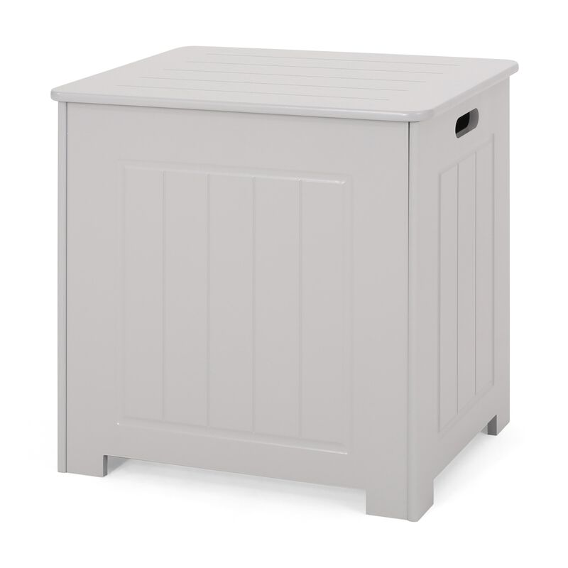 Tomo Laundry Hamper Bathroom Cabinet, Flip Top Storage, Gray - Benzara