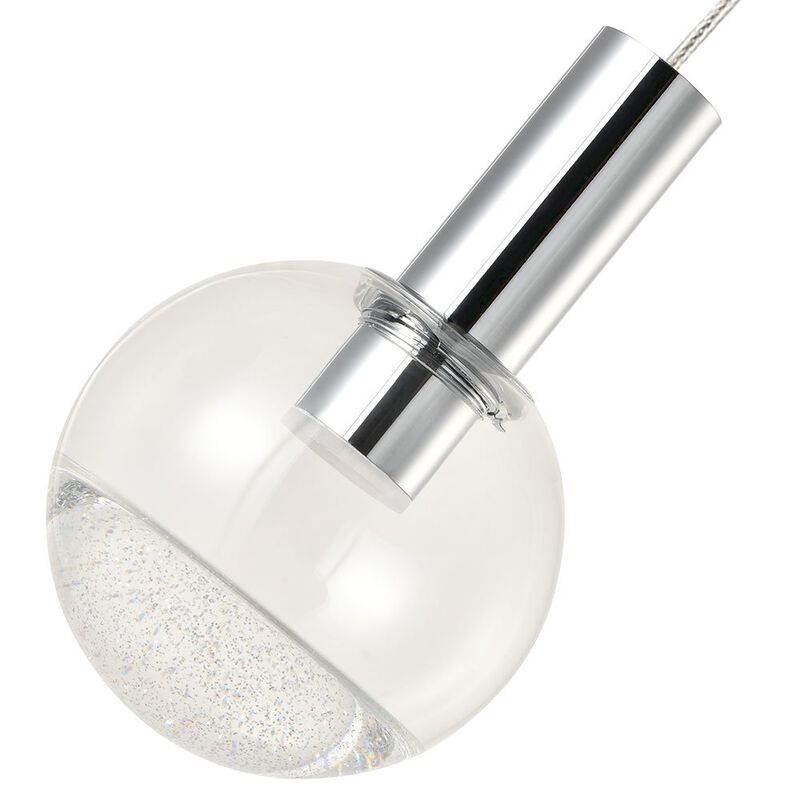 VONN Lighting Integrated LED Height Adjustable Pendant Light with Globe Shade, Polished Chrome