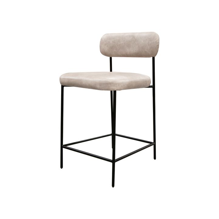 Iffa Counter Height Chair, Open Black Iron, Snow Gray Performance Fabric - Benzara